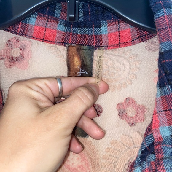 Aratta Silent Journey Womens Top Sz Medium Plaid Mixed Media Velvet Burnout - Picture 4 of 14